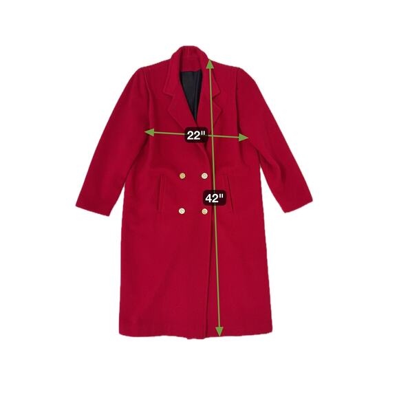 VTG Projections Ltd Double Breasted Wool Coat Classic Tailored Red Made USA M/L - Picture 9 of 9